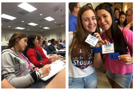 Antonella y Agustina durante la Clase de Cristología; Primer día de clases en la Universidad de Duke 